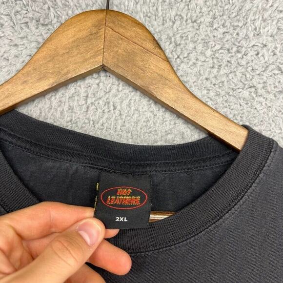 Hot Leathers Shirt Men's 2XL Black Faded Social Distancing Biker Y2k Motorcycle - Picture 5 of 9